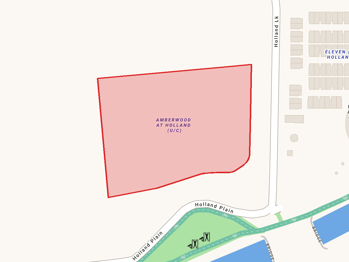 Official Holland Link tender parcel highlighted over OneMap, beside Holland Link and Holland Plain