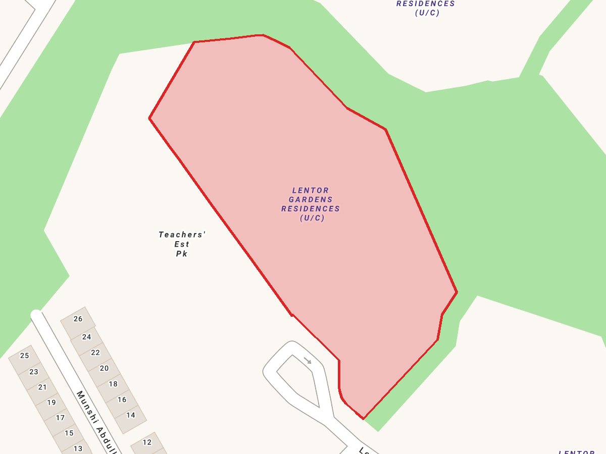 Lentor Gardens Residences — land parcel highlighted on the map